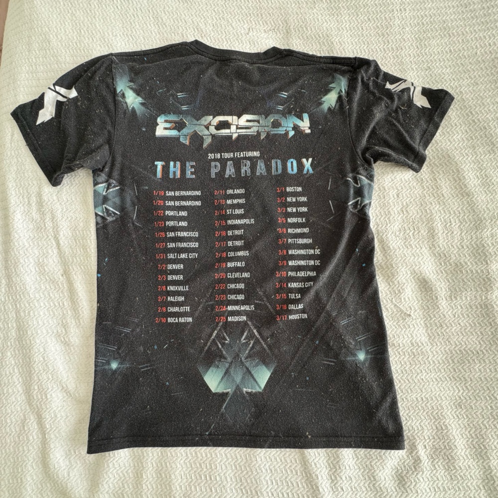 Black and Silver Excision 2018 “The Paradox Tour” Short Sleeve Shirt